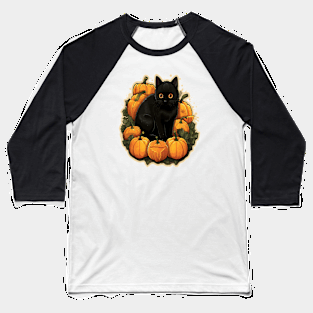 Halloween Cat Baseball T-Shirt